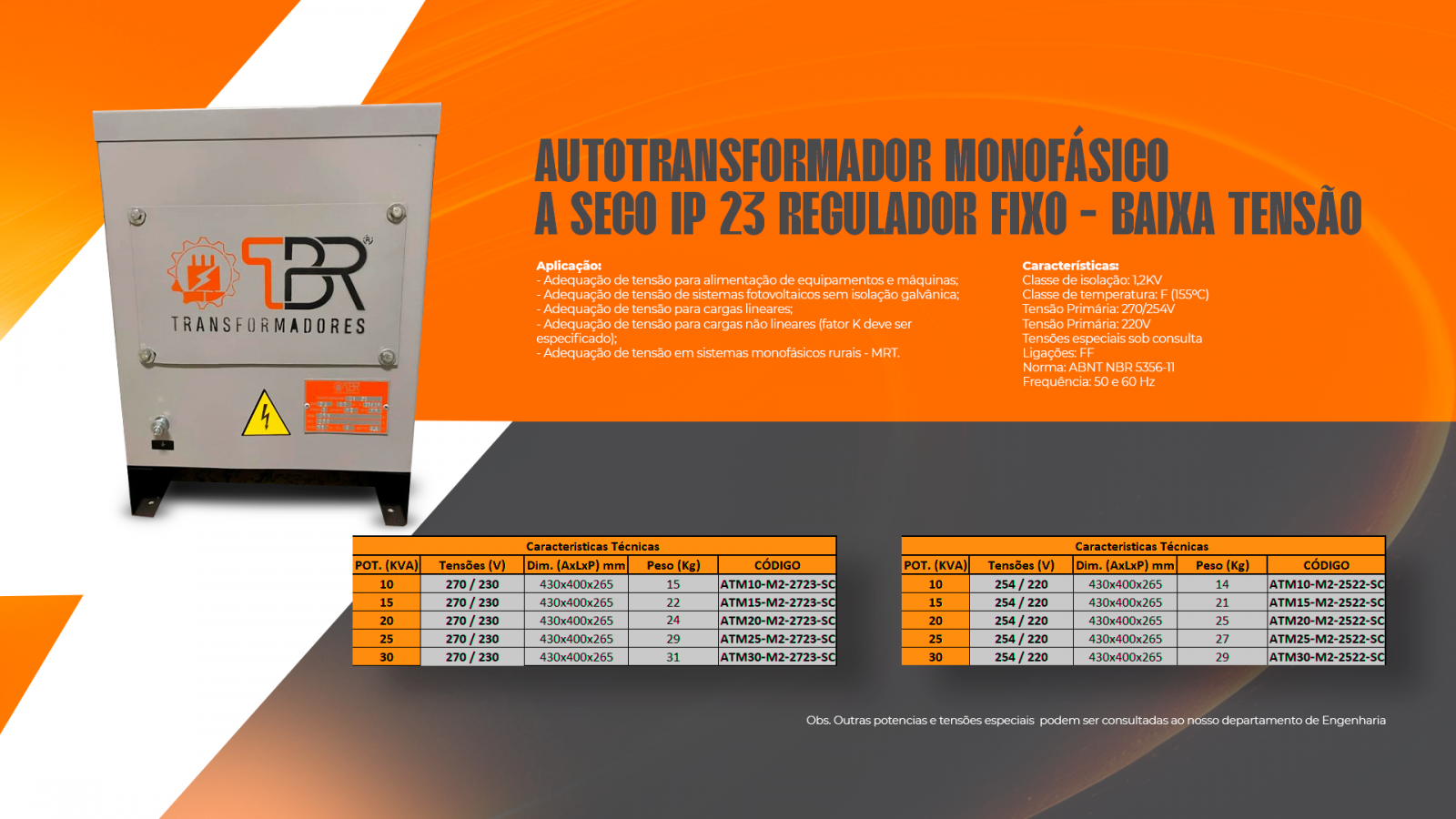 Autotransformador Monofásico a Seco IP23